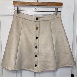 Beige / cream colored faux suede A-Line Flares skirt - Size M